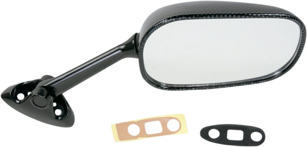 EMGO Mirror - Side View - Black/Carbon Fiber - Rectangle - Right - Suzuki