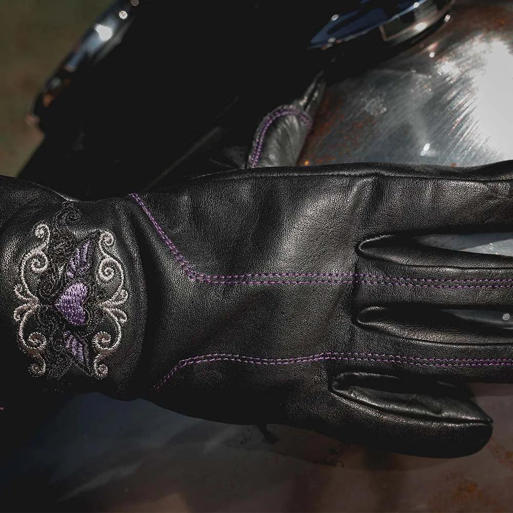 Unik Winged Heart - Women's Leather Motorcycle Gloves - Image 2