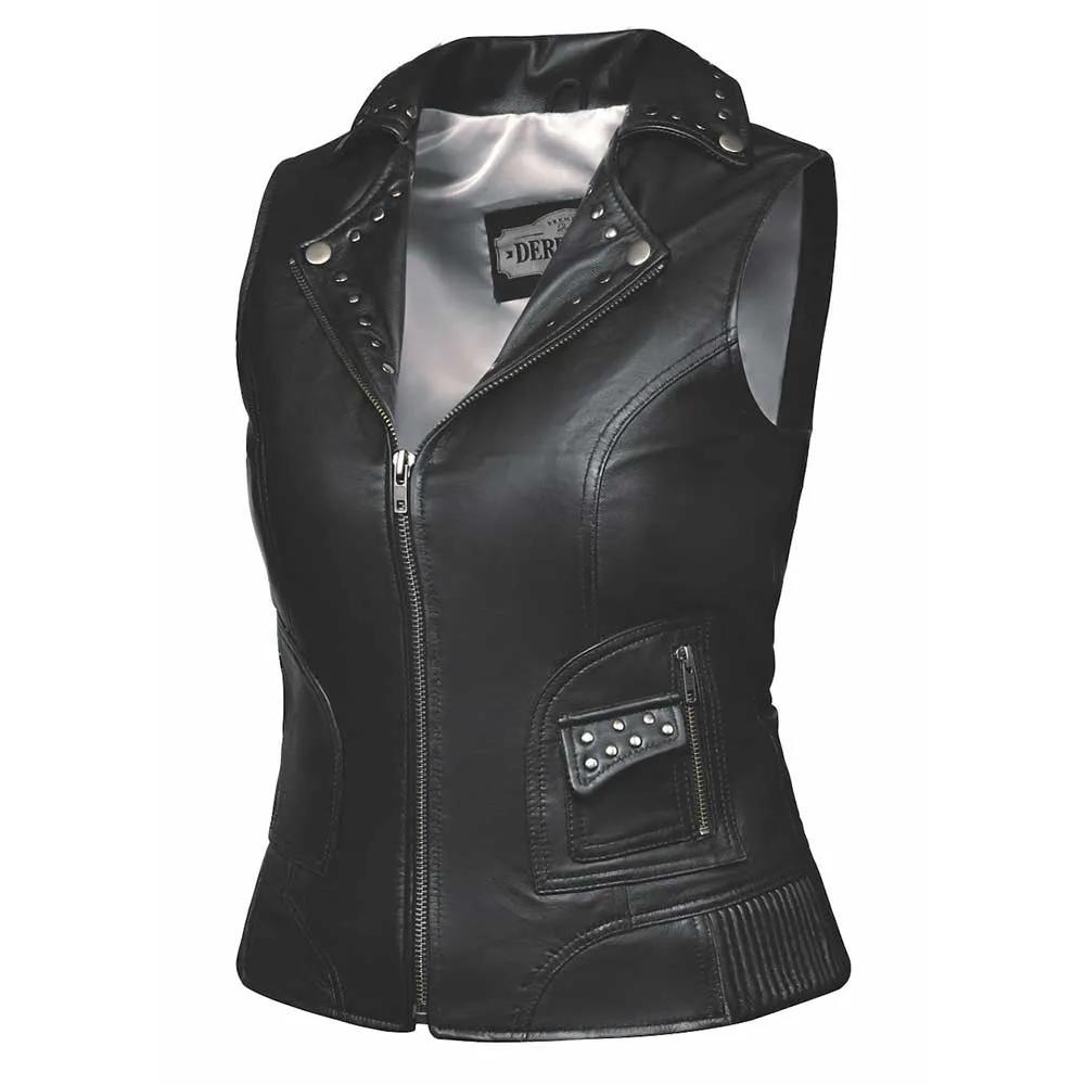 Alter Ego Nancy Women's Studded Lambskin Leather Motorcycle Vest