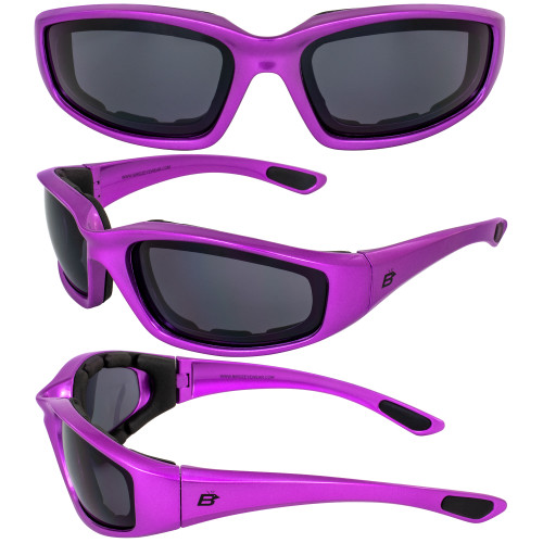 Birdz Oriole Riding Sunglasses — Purple / Smoke Antifog