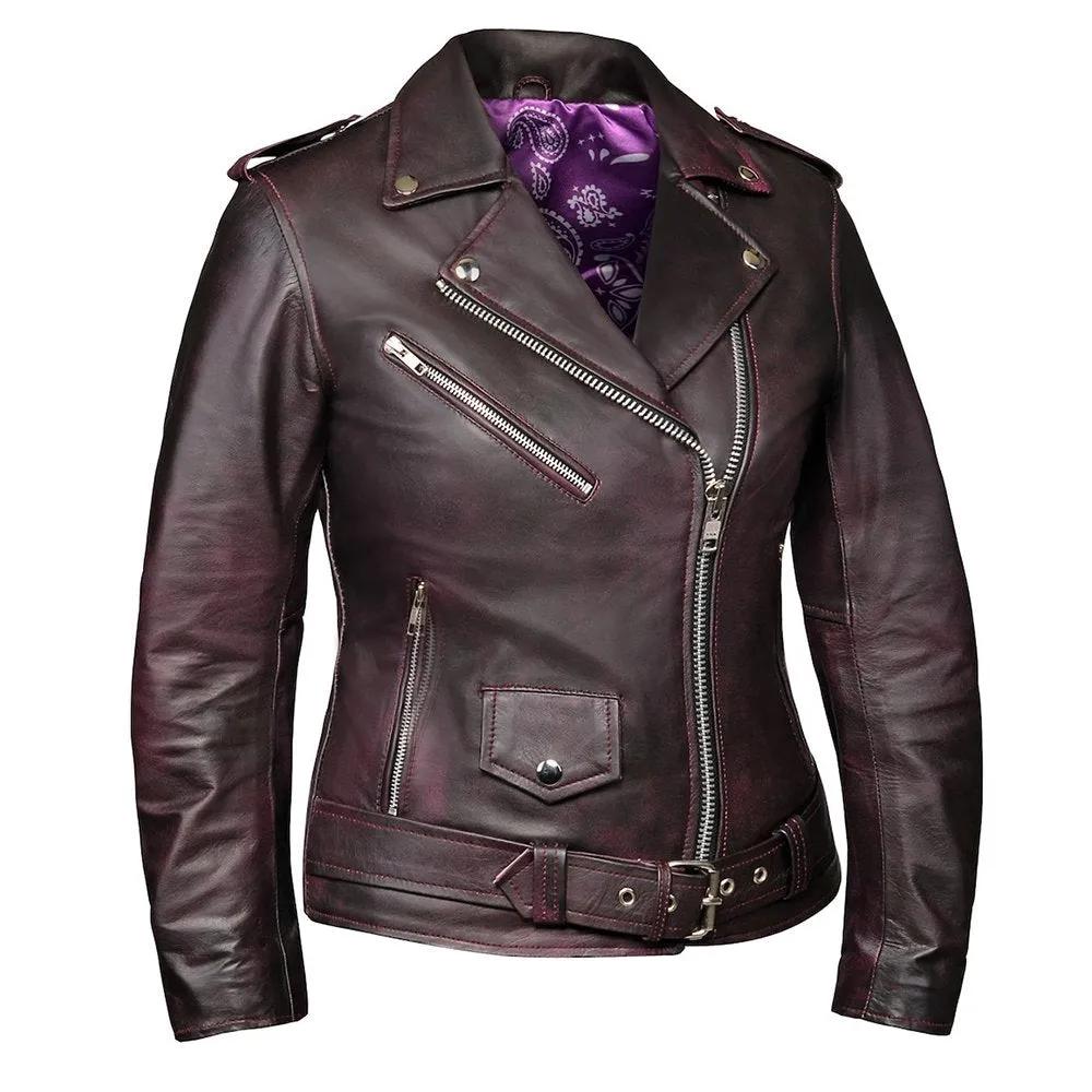 Alter Ego Lilac - Women's Premium Leather Motorcycle Jacket