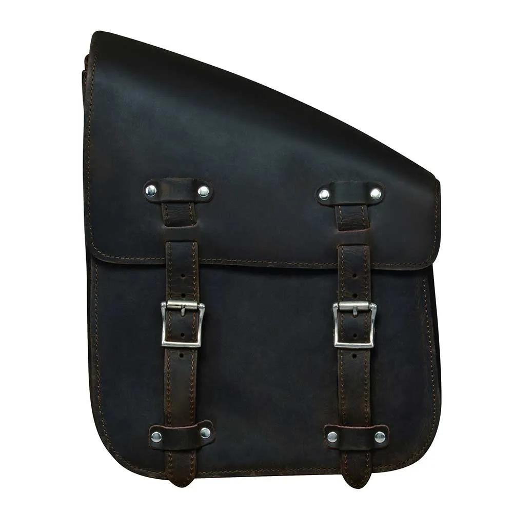 Unik Rustic Brown Leather Left-Side Swingarm Bag — 9586.L