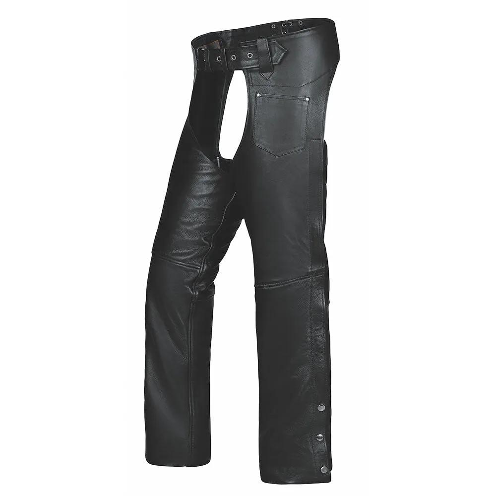 Alter Ego Steed - Unisex Leather Motorcycle Chaps with Coin Pocket