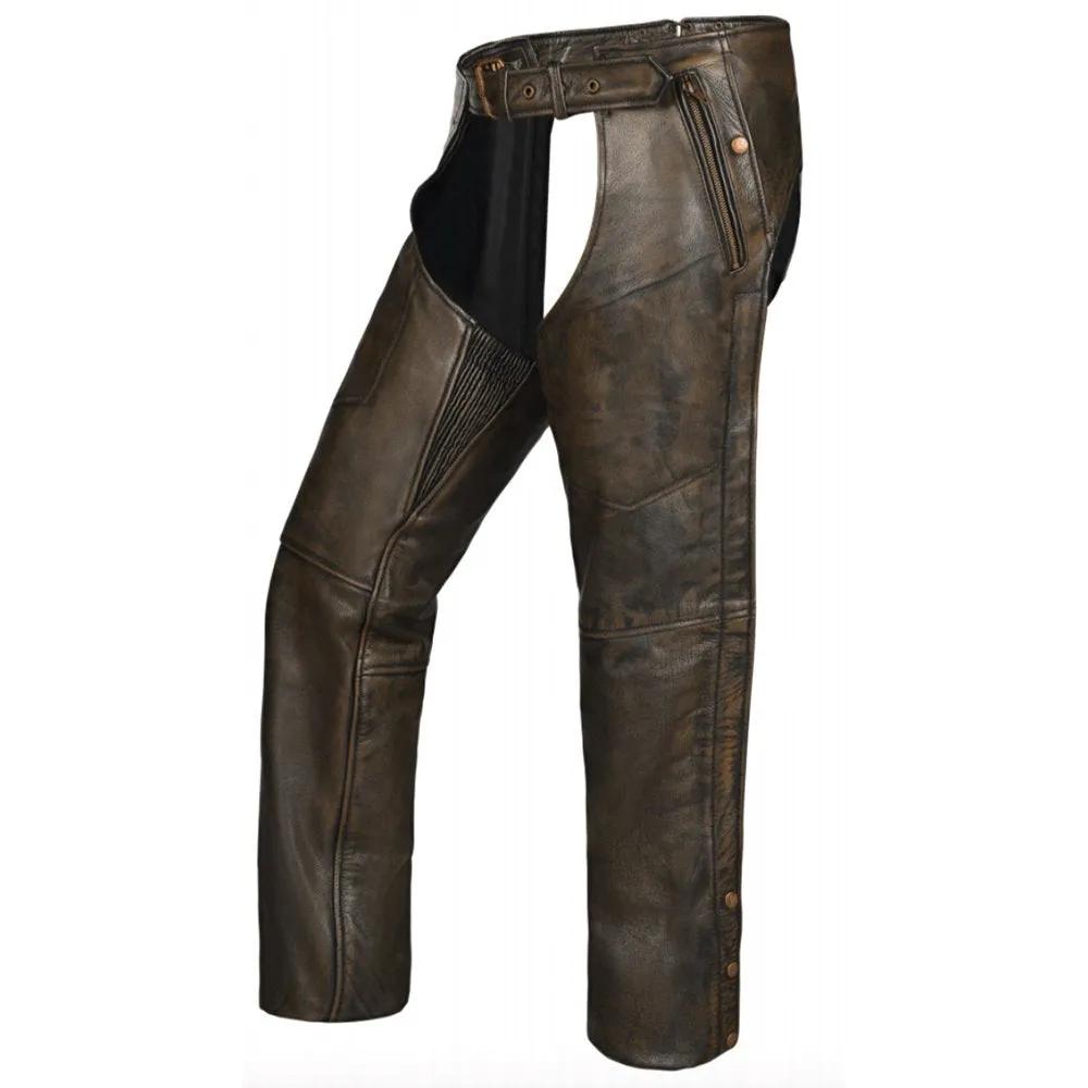 Alter Ego Tarmac - Unisex 4-Pocket Leather Motorcycle Chaps with Spandex