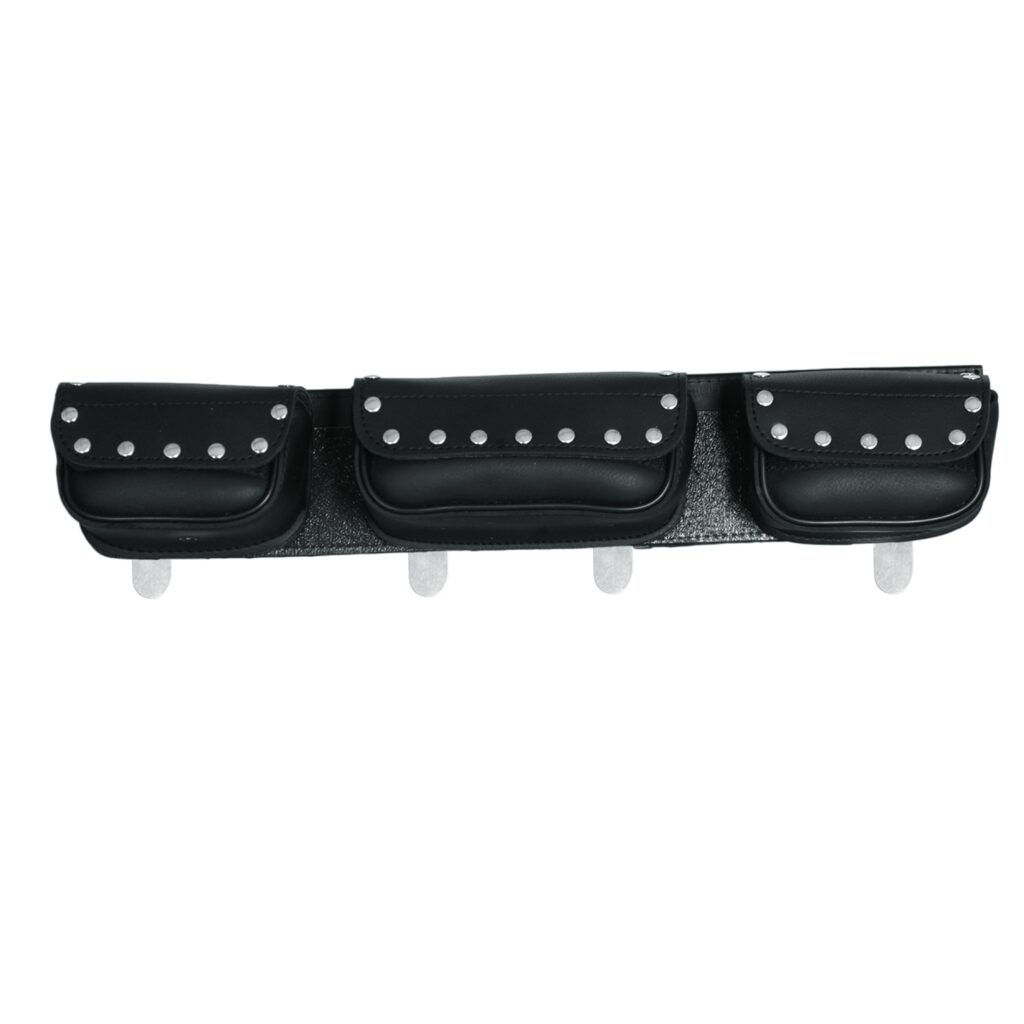 Unik PVC 3 Pocket Studded Windshield Bag - Black