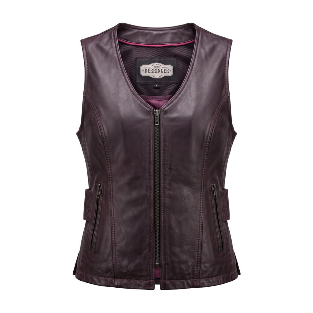 Alter Ego Betty - Women's Purple Lambskin Leather Motorcycle Vest