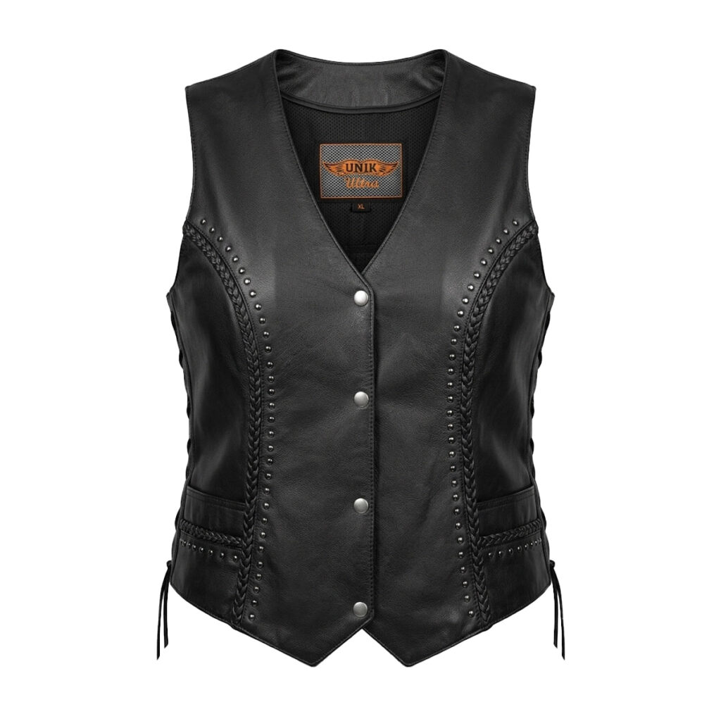 Alter Ego Cowgirl - Women's Studded Leather Motorcycle Vest