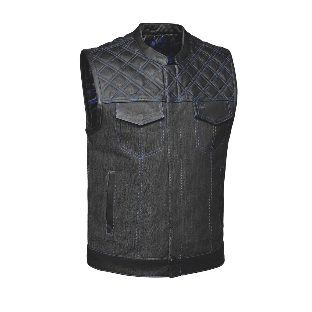Alter Ego Cobalt Men's Leather and Denim Club Vest