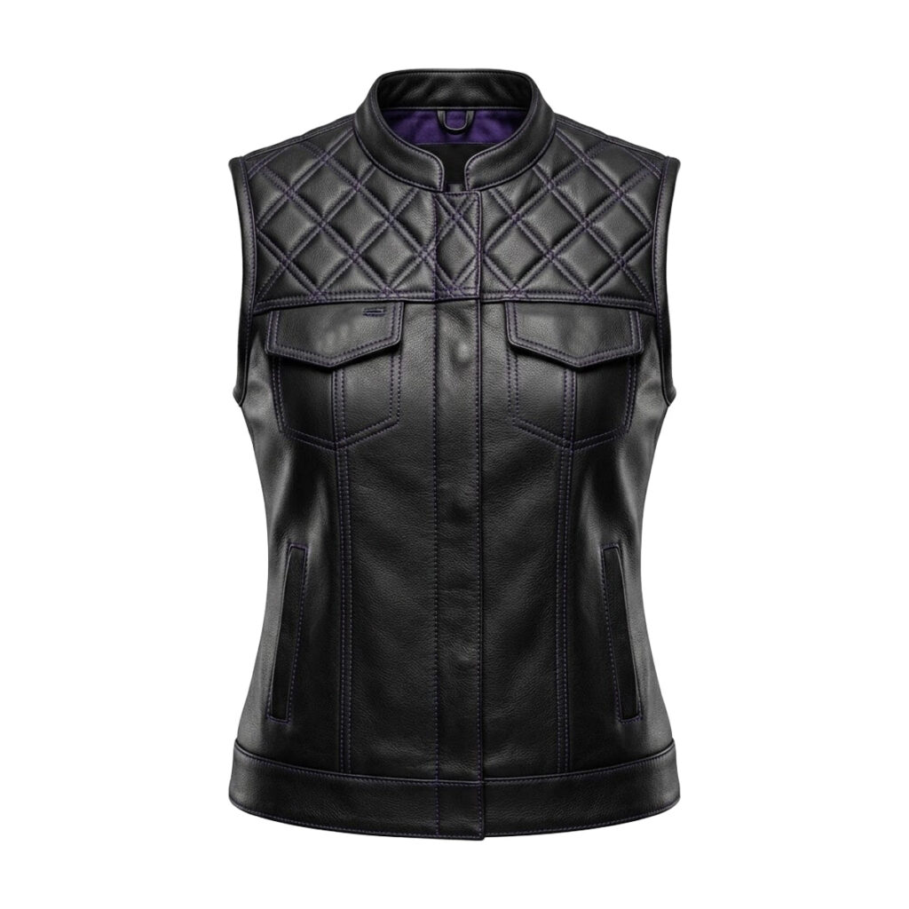 Alter Ego Mauve - Women's SOA Club Style leather Motorcycle Vest