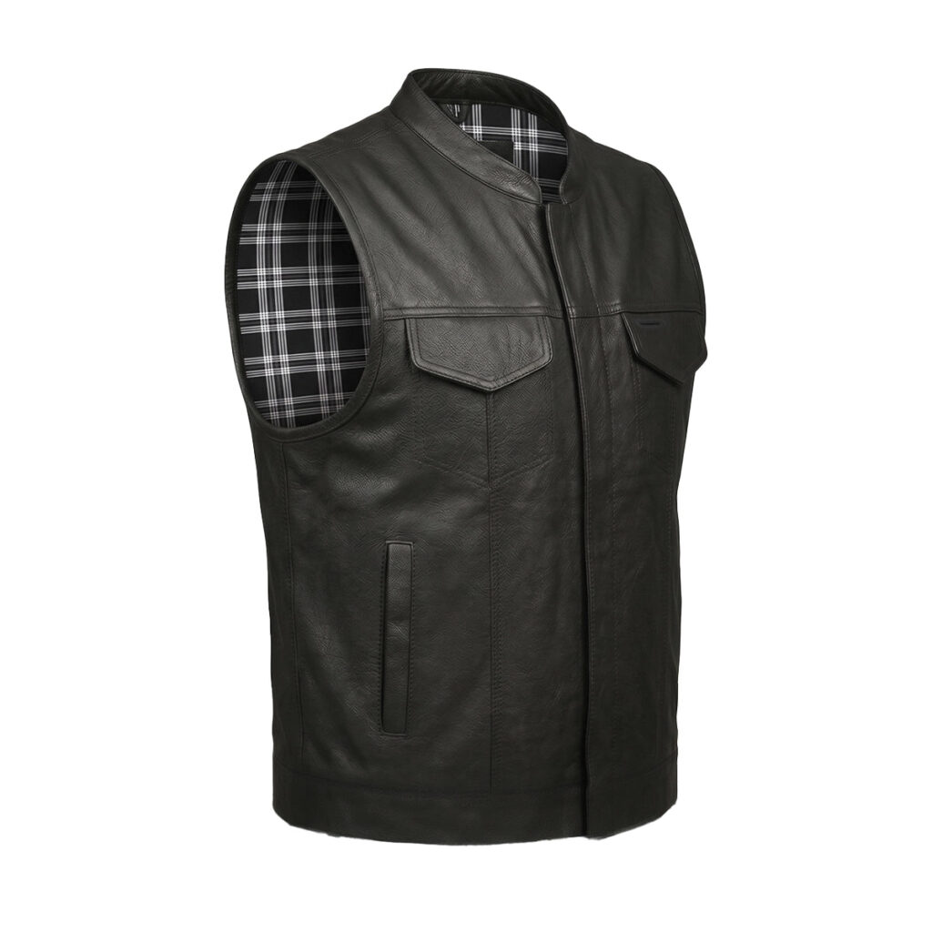 Alter Ego Mens Black and White Flannel Liner Club Vest - Black
