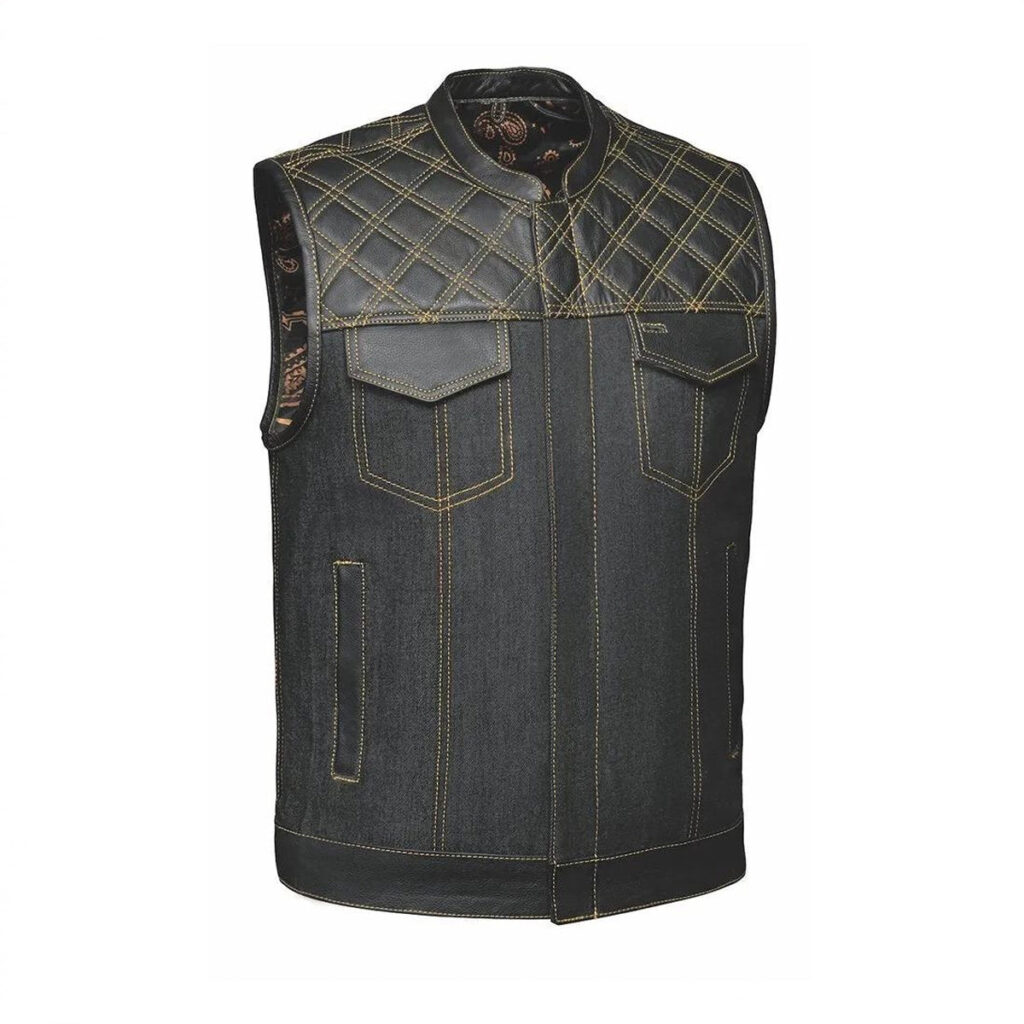 Alter Ego Yellowjacket Men's Leather and Denim Club Vest