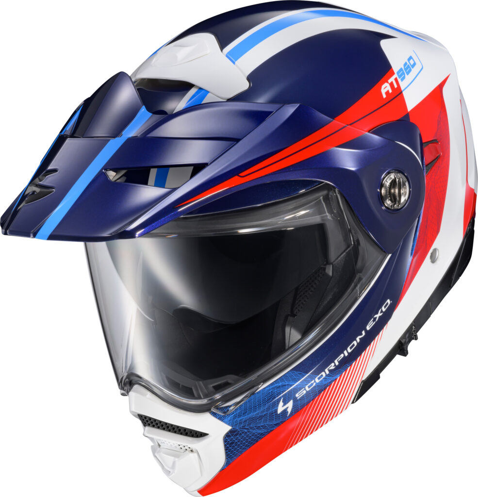 SCORPION EXO EXO-AT960 TOPOGRAPHIC 2 Modular Helmet — Red/White/Blue
