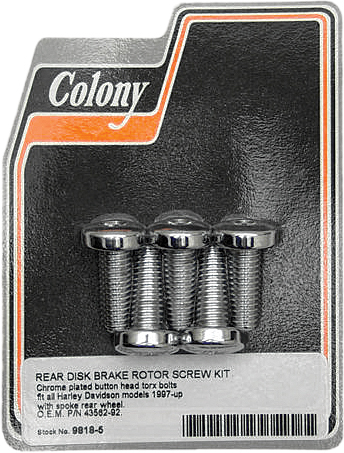 COLONY MACHINE Brake Rotor Hardware Rear Torx Screw Kit — 9818-5
