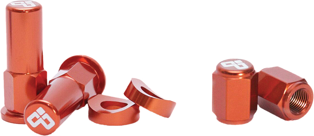 DUBYA Rim Lock Nut & Valve Cap Kit Orange — 68-051O