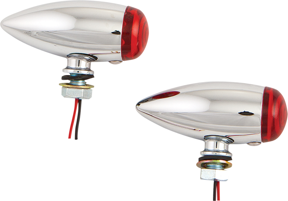HARDDRIVE LED Bullet Marker Light Chrome W/Red Lens
