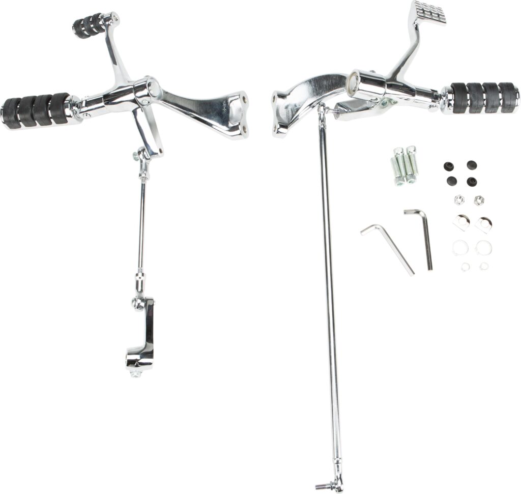 HARDDRIVE Forward Control Kit XL 04-13 Chrome W/Rubber Band Pegs — 35-0215CK