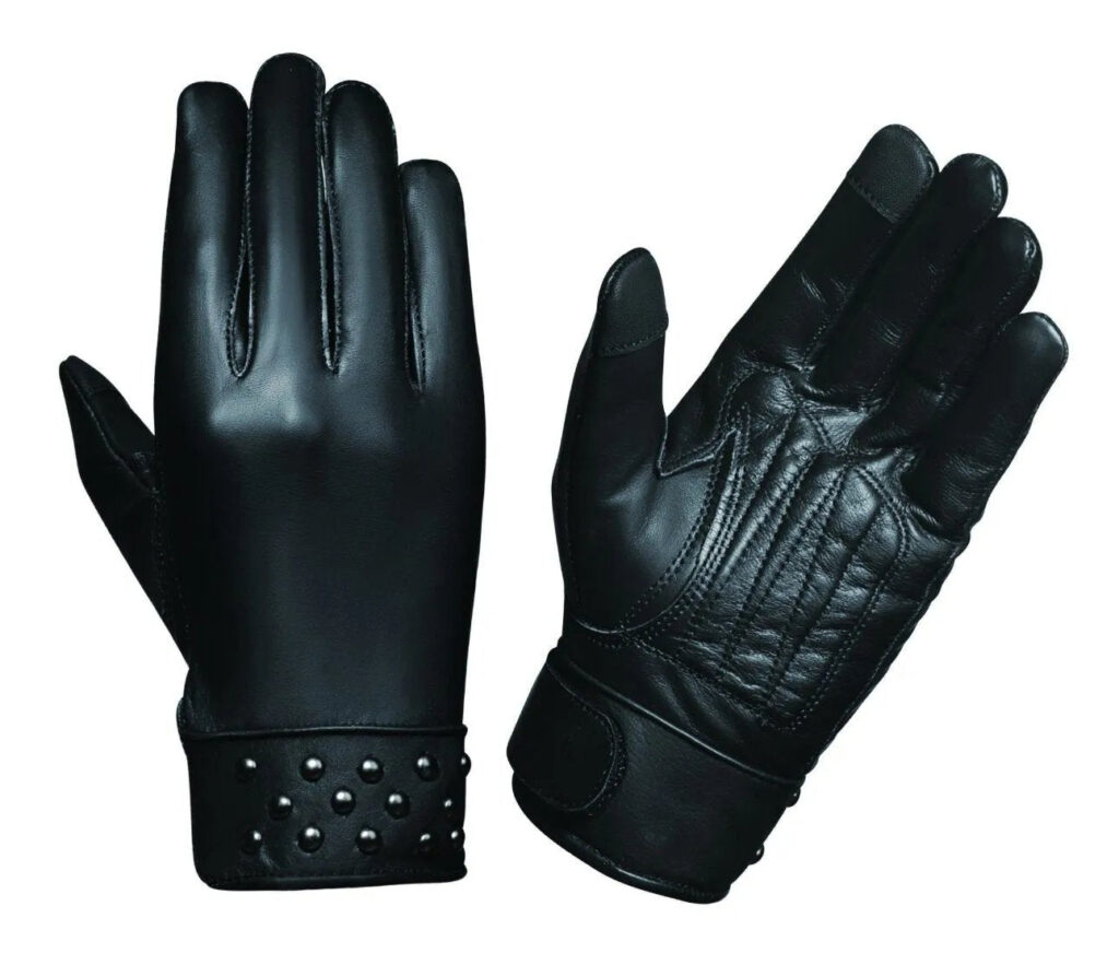 Unik Onyx Stud - Women's Lambskin Leather Motorcycle Gloves