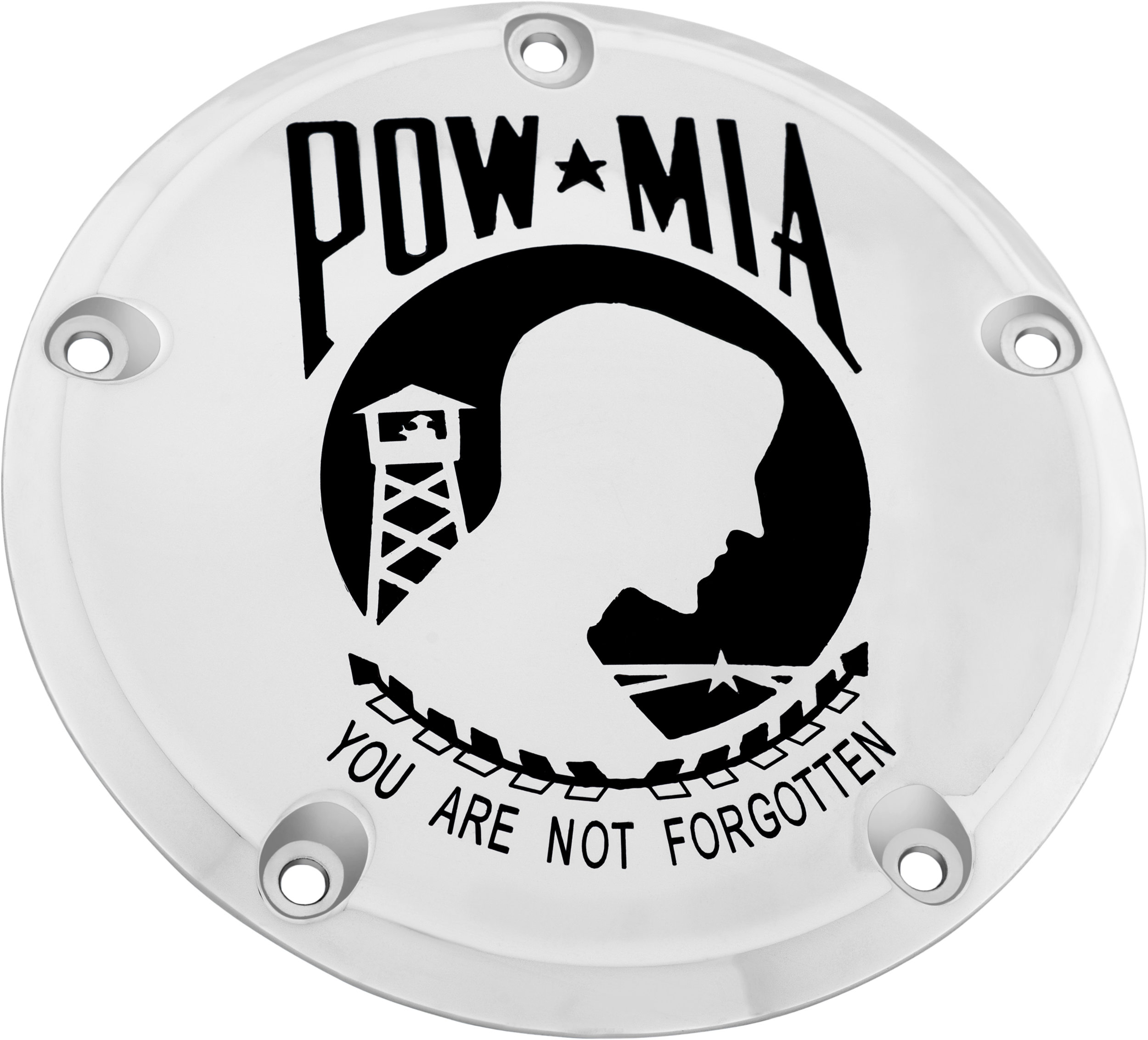 6 M8 Softail Derby Cover Pow-Mia Chrome
