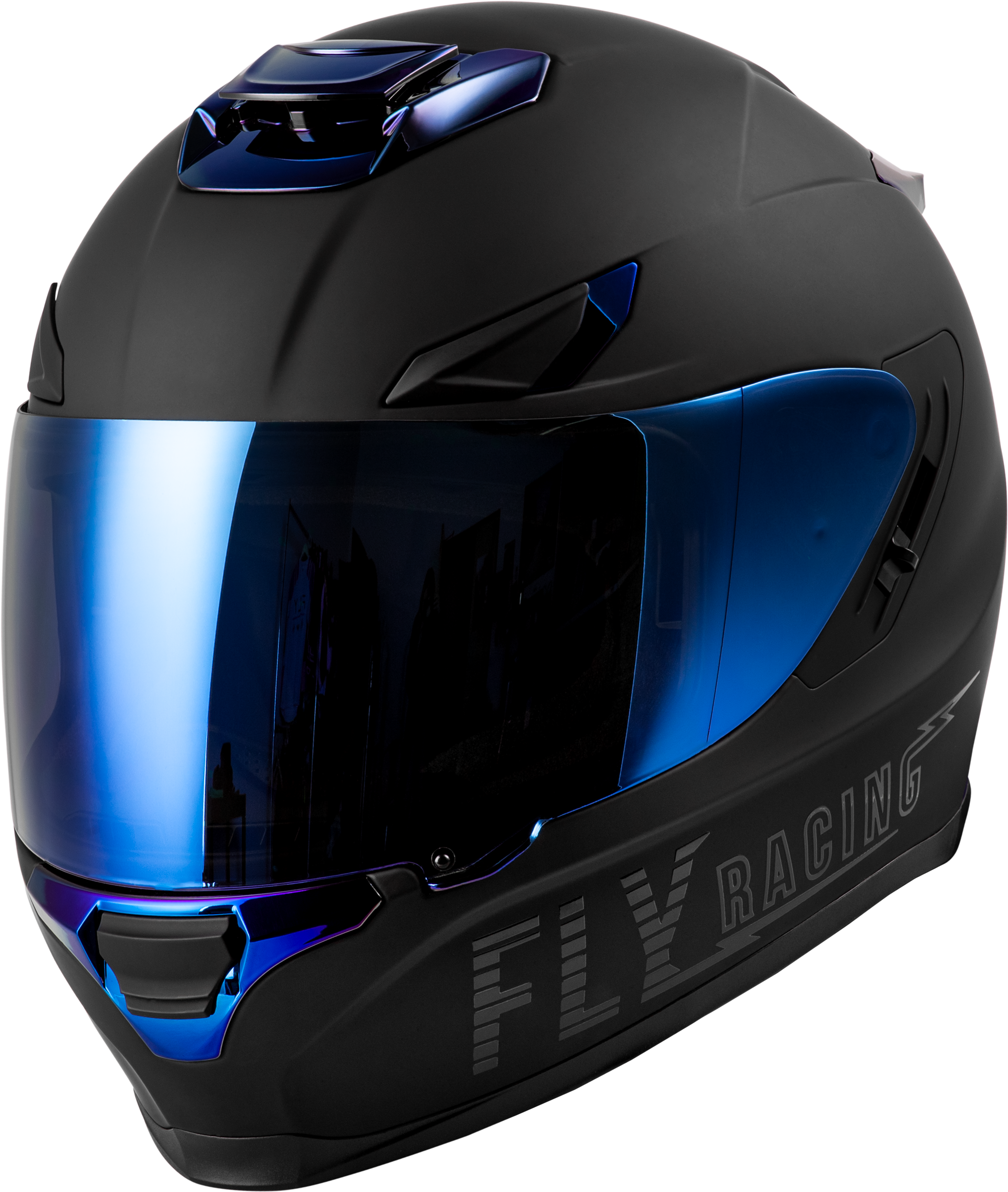 FLY RACING Sentinel Recon Helmet Matte Black/Blue Chrome Sm