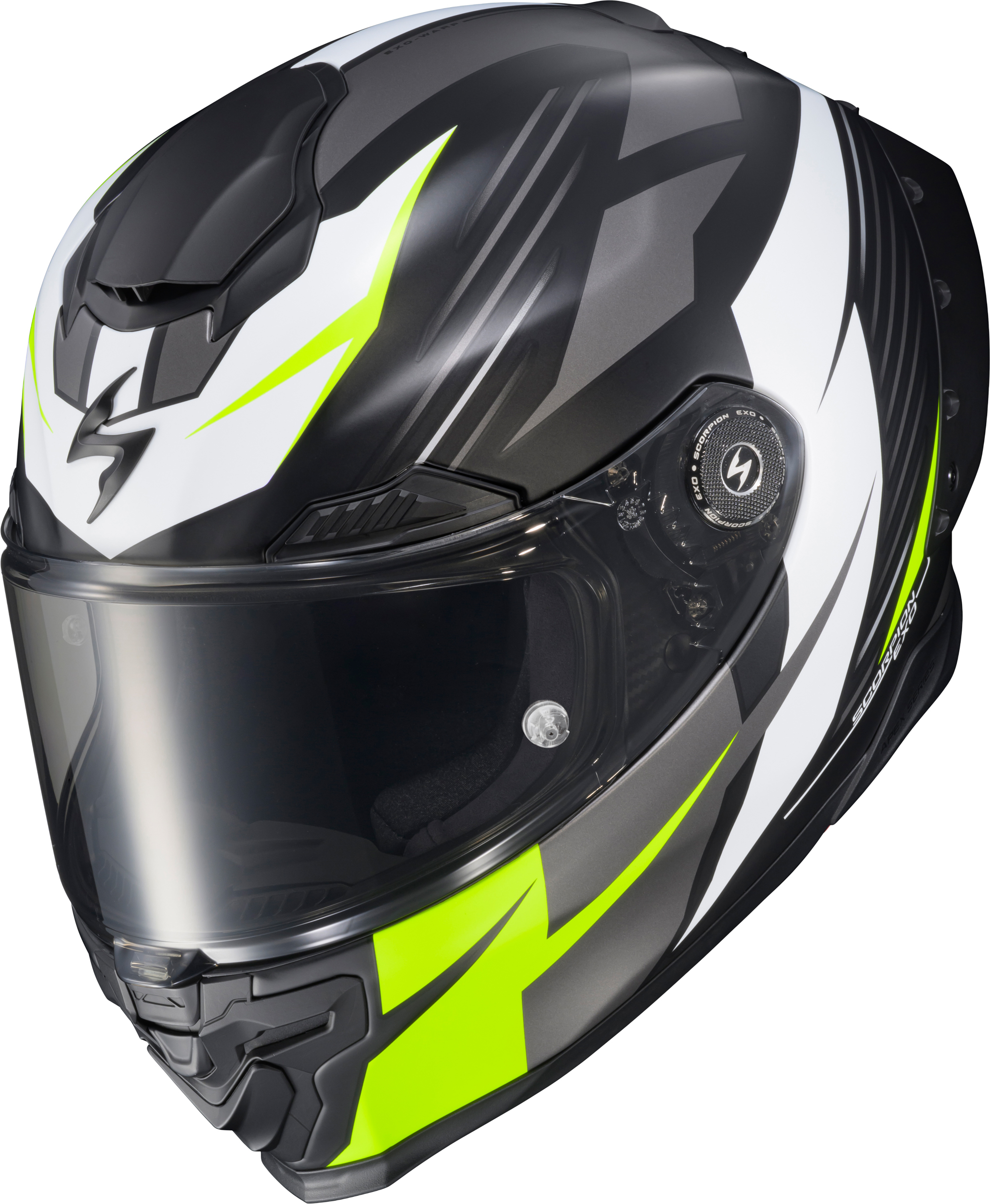 SCORPION EXO EXO-WARP DILITHIUM Full-Face Helmet — Black/White/Hi-Vis Yellow