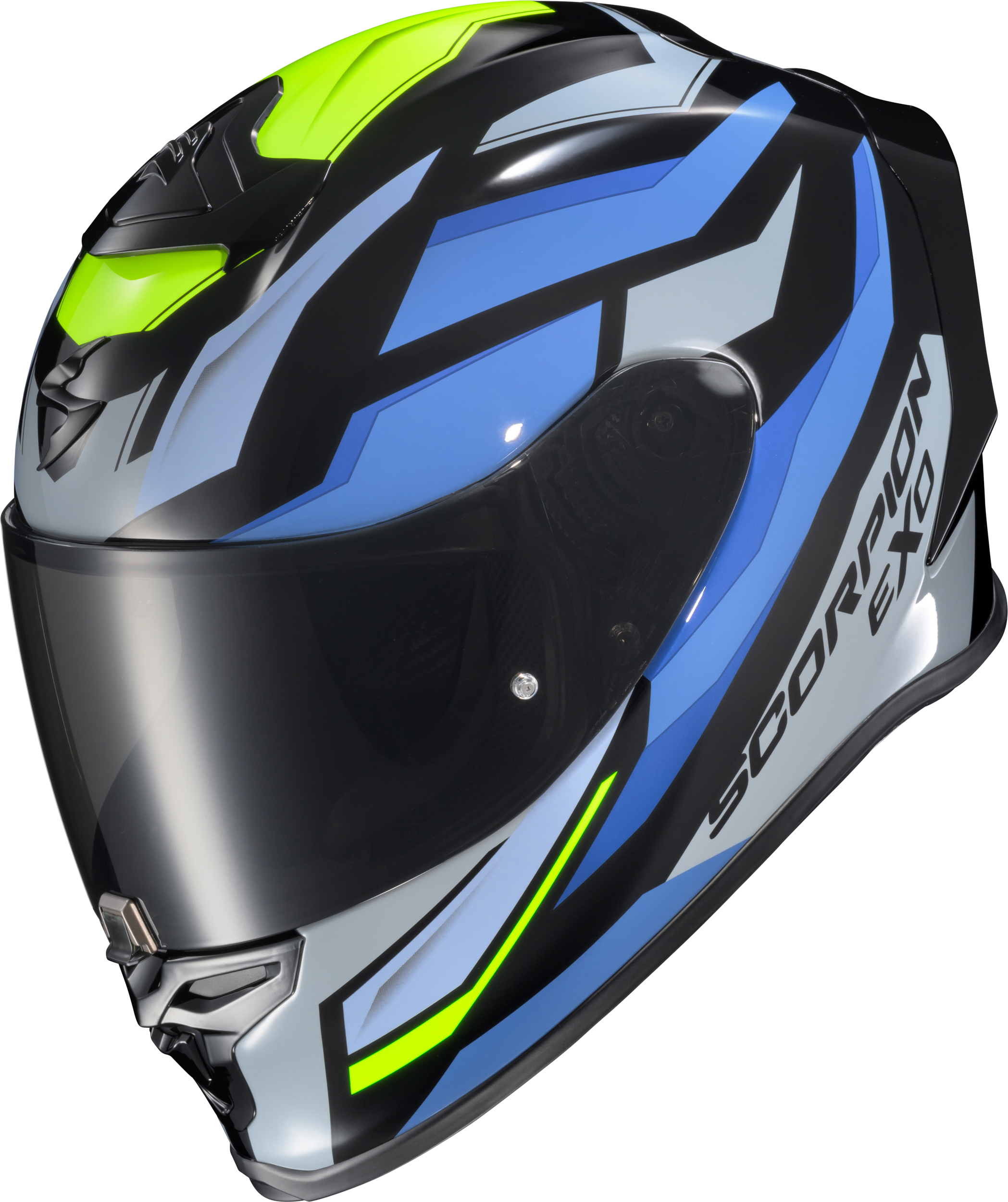 SCORPION EXO EXO-R1 AIR RAVEN Full-Face Helmet — Black/Blue/Grey