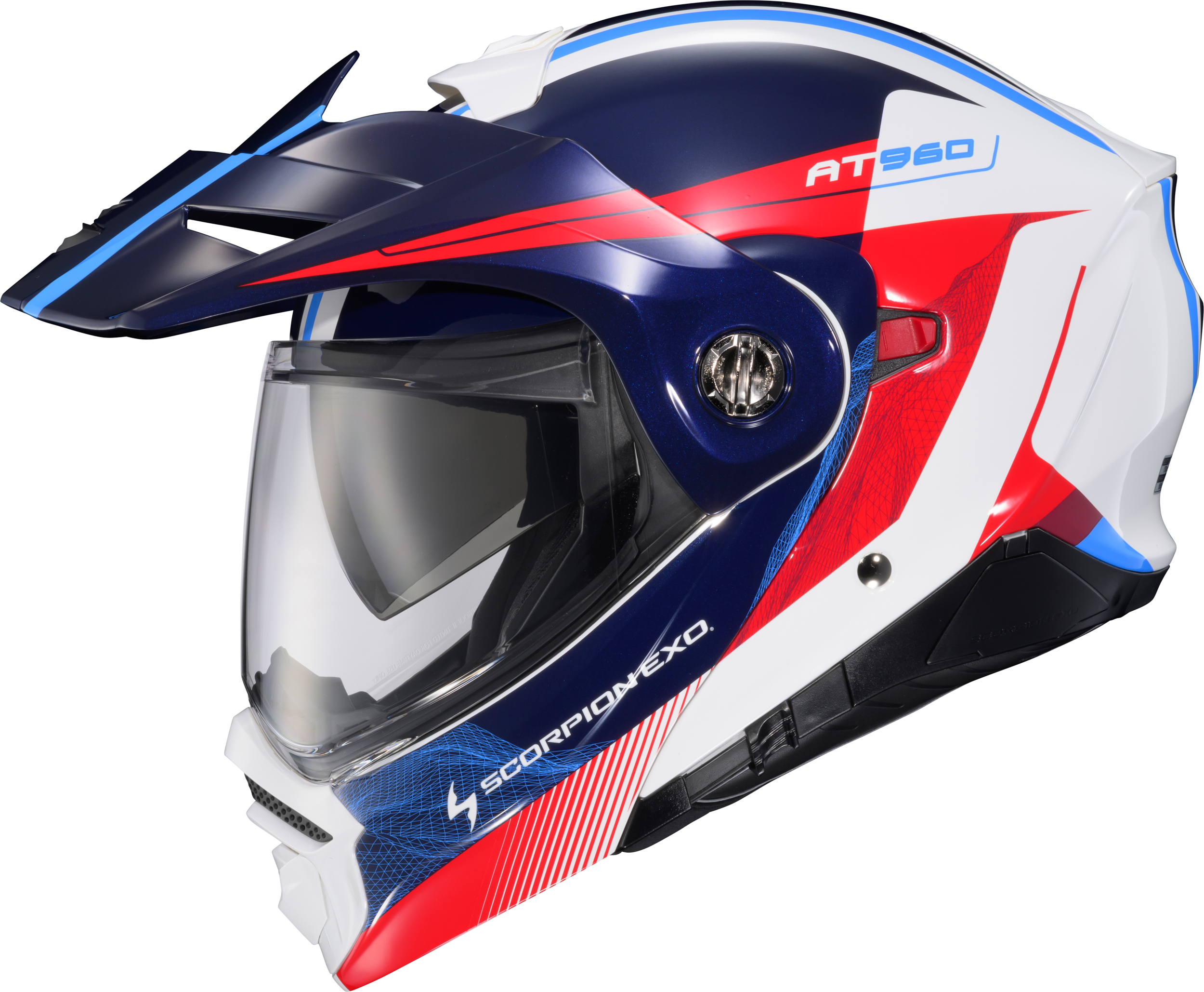 SCORPION EXO EXO-AT960 TOPOGRAPHIC 2 Modular Helmet — Red/White/Blue