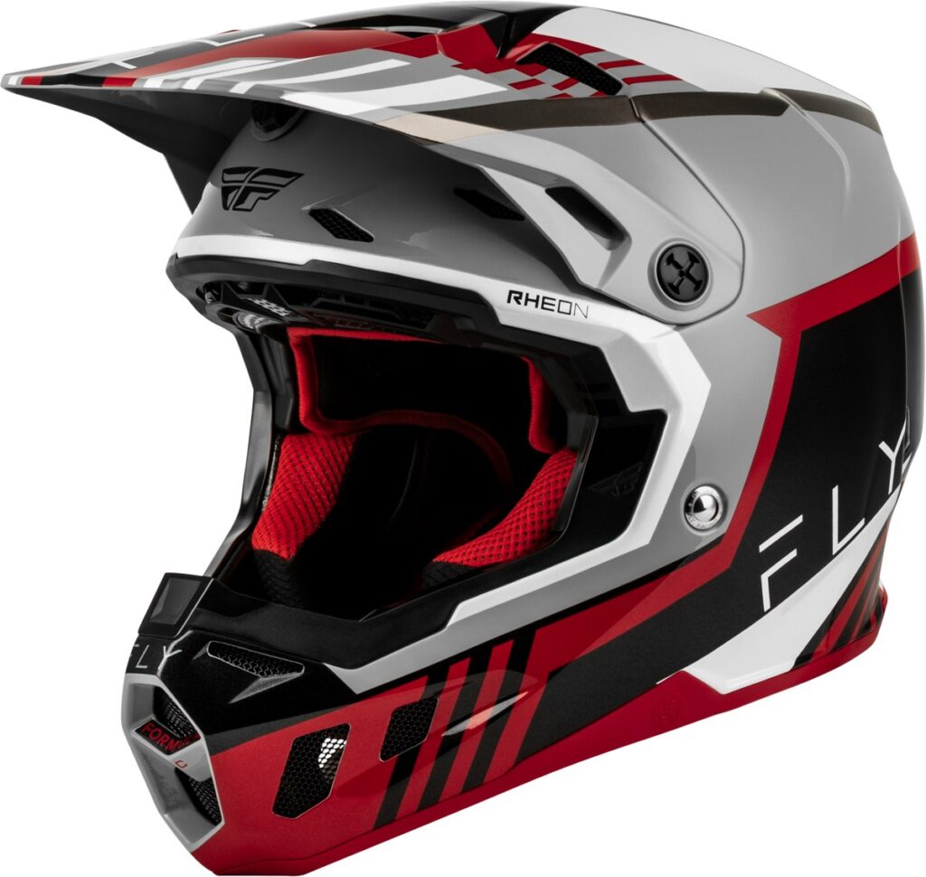 FLY RACING Youth Formula CC Strike Helmets (2027) — Grey/Red/Black/White