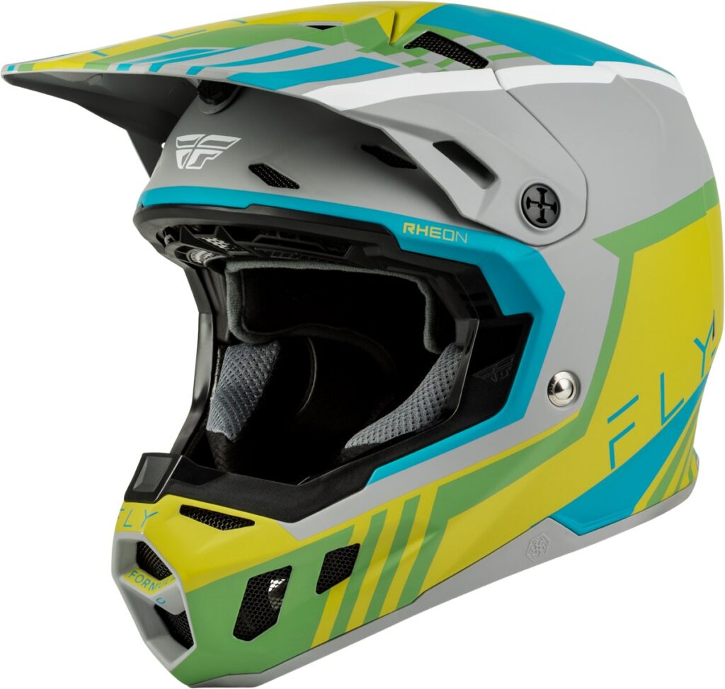 FLY RACING Youth Formula CC Strike Helmets (2027) — Matte Grey/Green/Teal