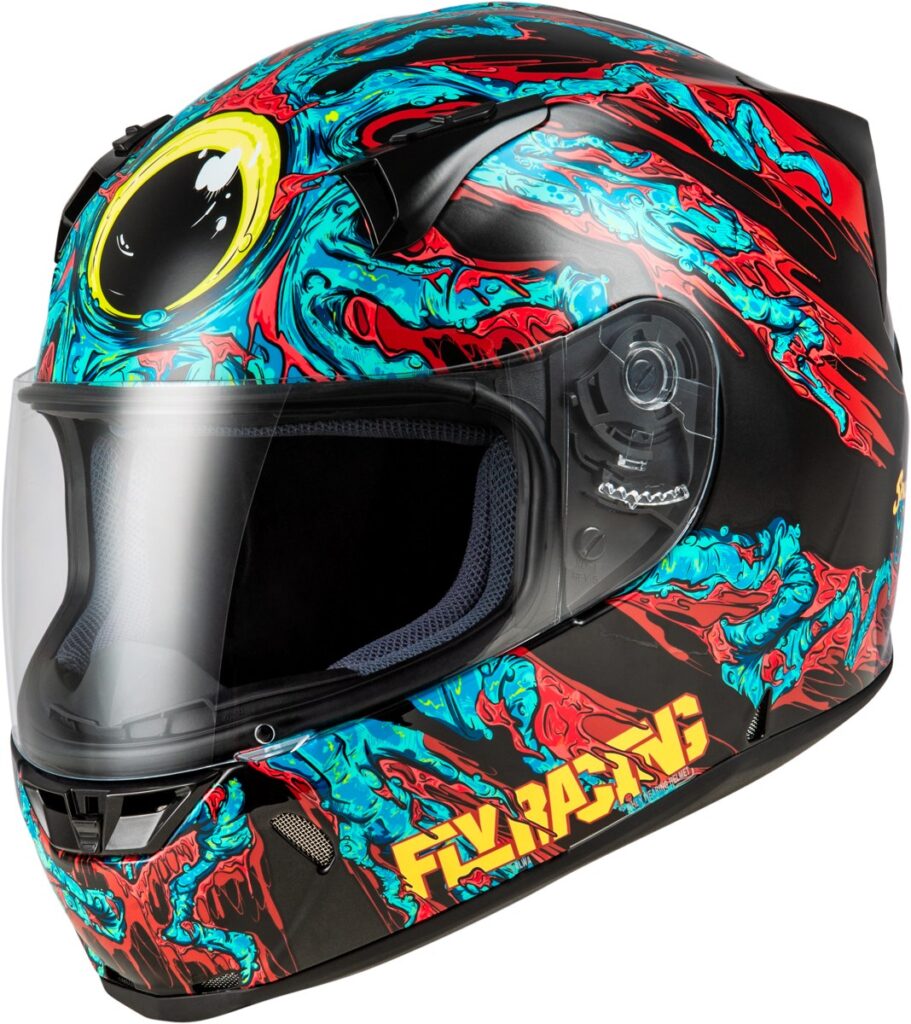 FLY RACING Revolt Space Creep Helmet (2024) — Light Blue/Black/Red