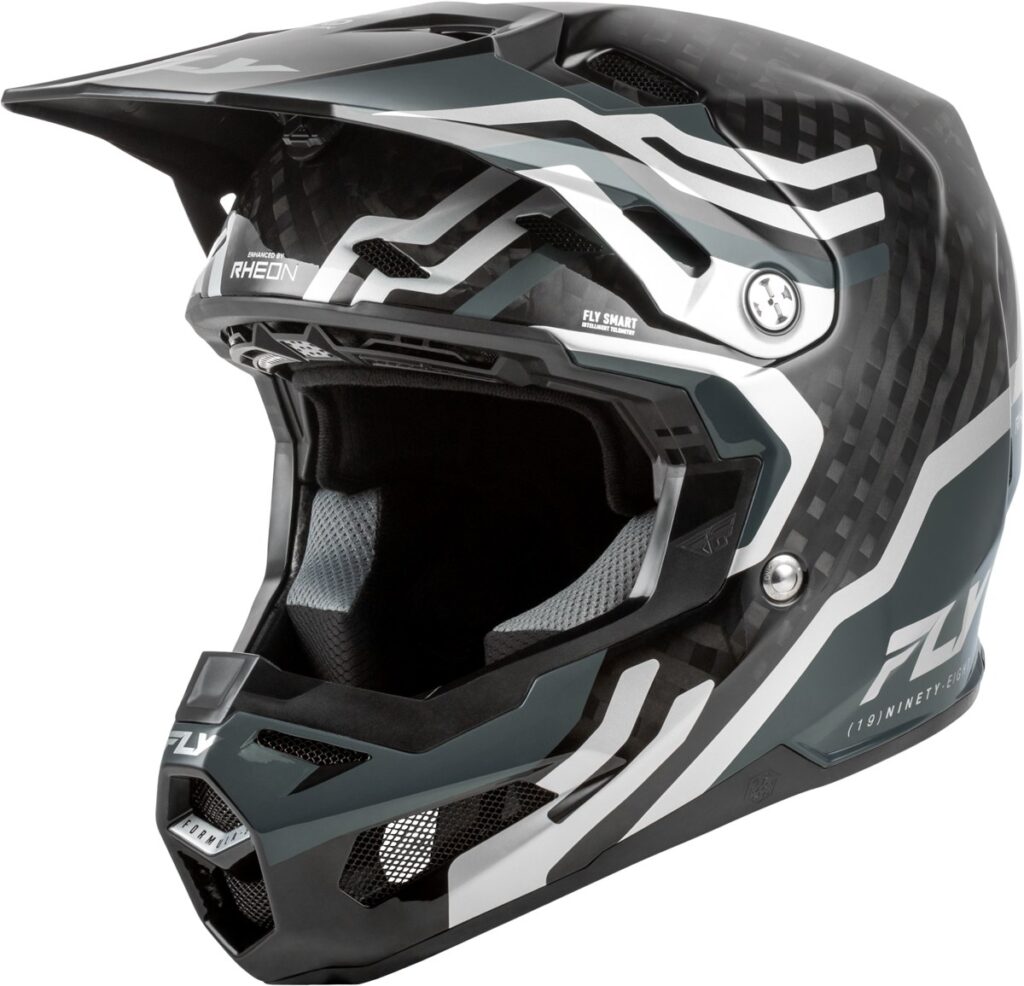 FLY RACING 2026 Formula S Carbon Byte Helmet — Black Carbon/Grey/Silver