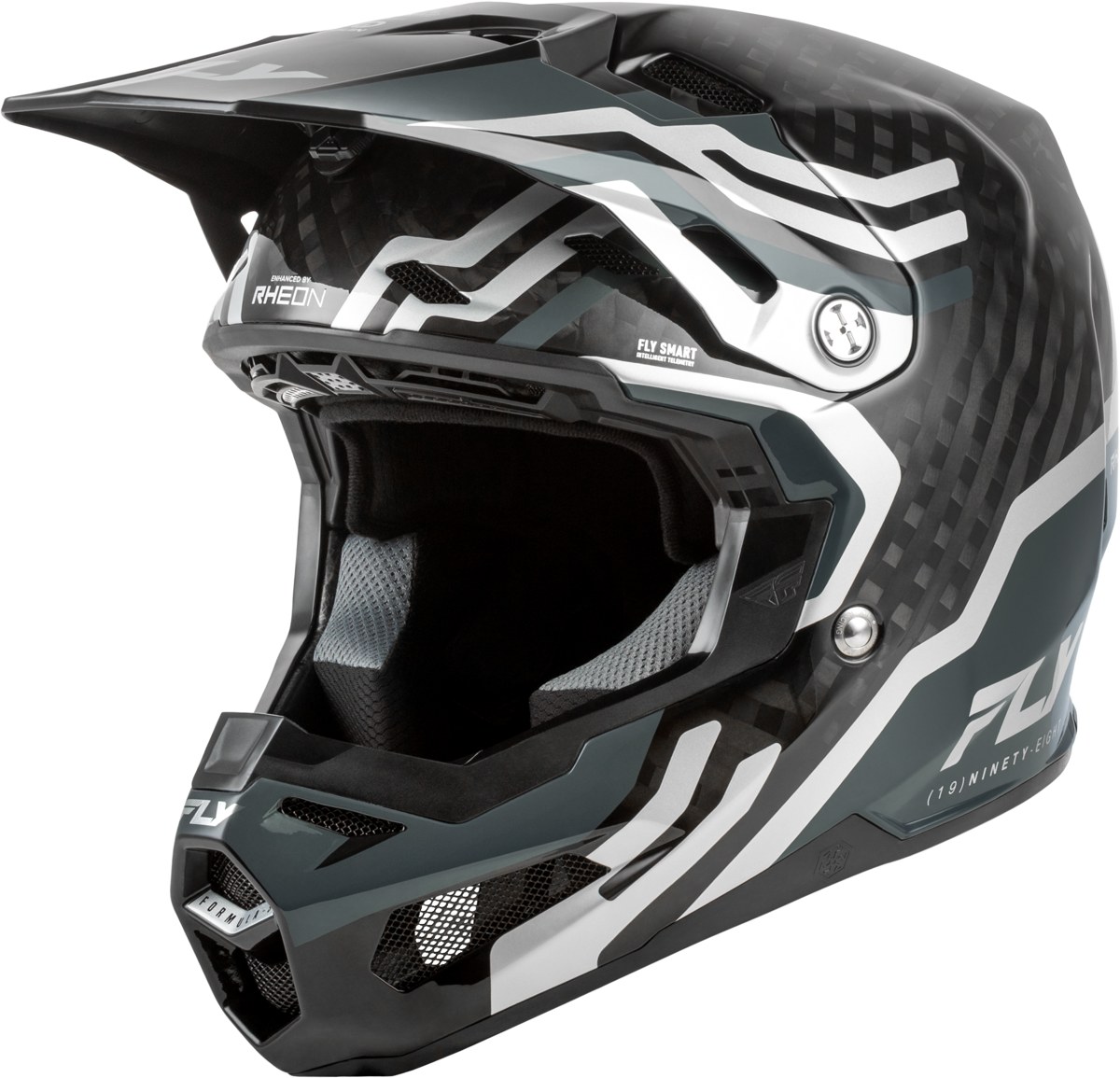 FLY RACING 2026 Formula S Carbon Byte Helmet — Black Carbon/Grey/Silver