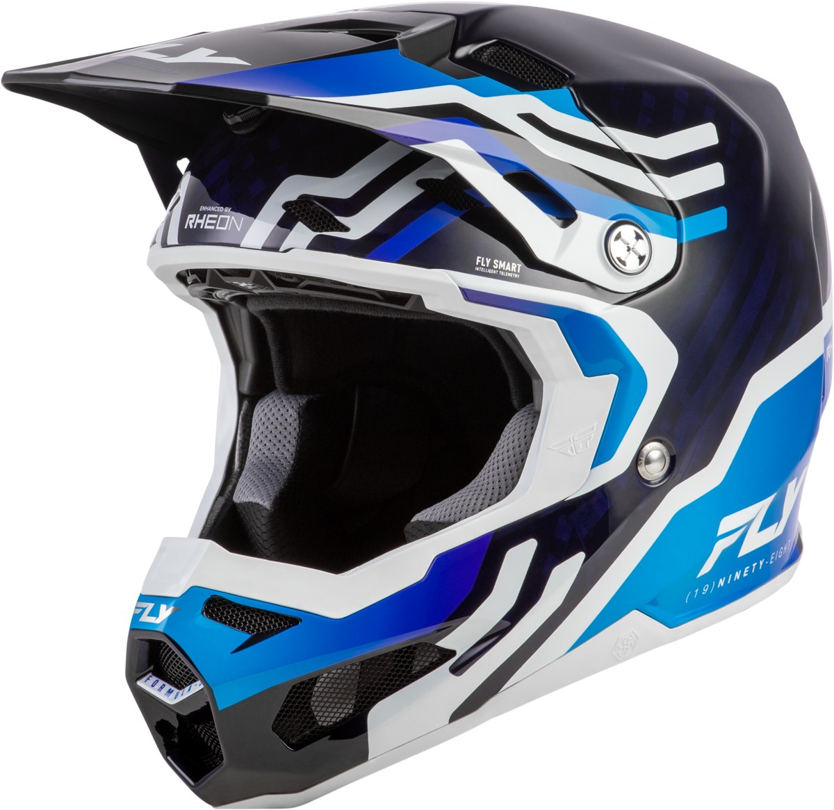 FLY RACING 2026 Formula S Carbon Byte Helmet — Blue Carbon/Blue/White