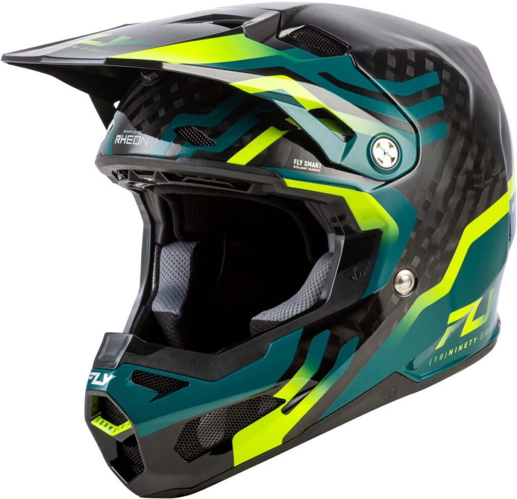 FLY RACING 2026 Formula S Carbon Byte Helmet — Black Carbon/Teal/Lime