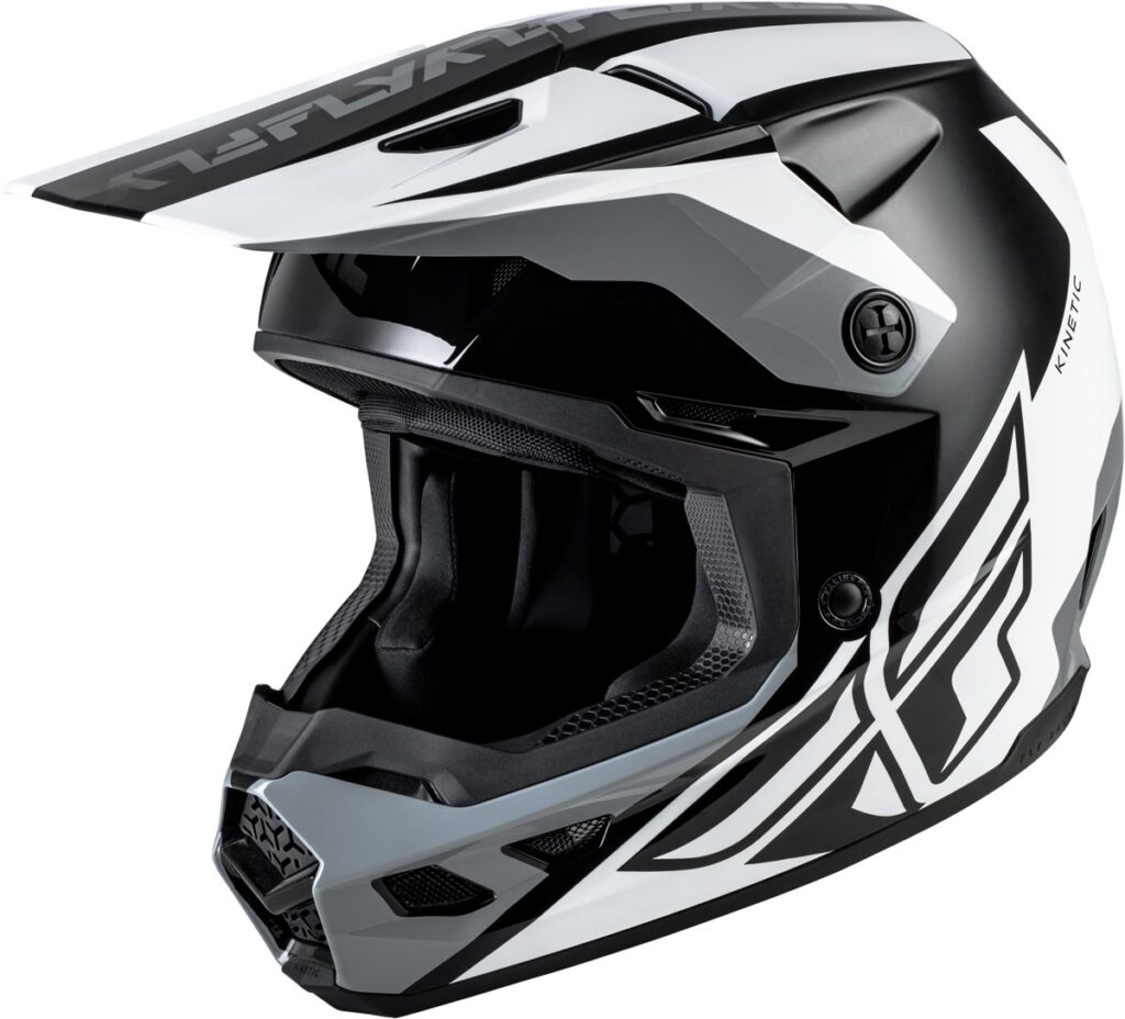 FLY RACING 2026 Kinetic Crest Helmet — Black/White/Grey