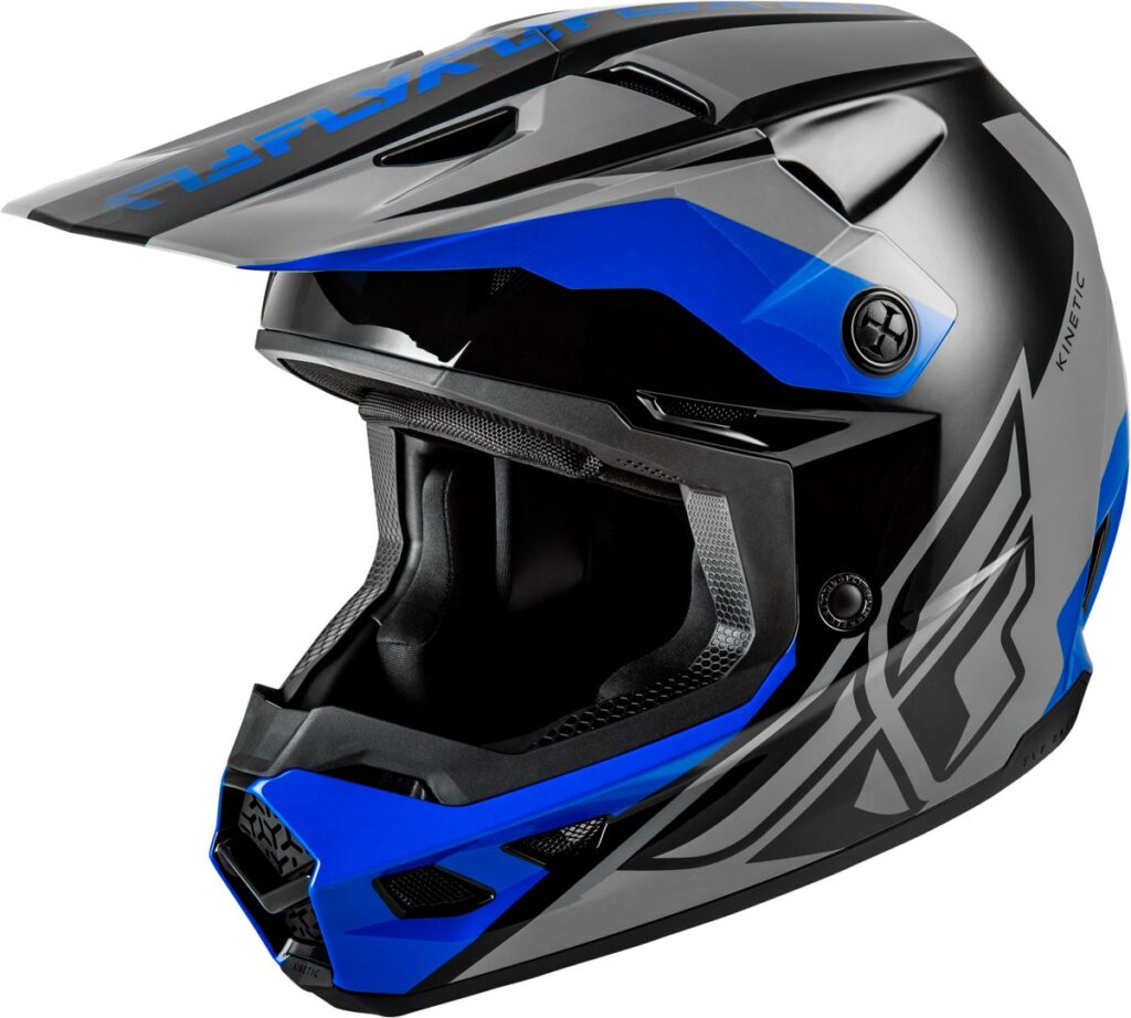 FLY RACING 2026 Kinetic Crest Helmet — Grey/Black/Blue