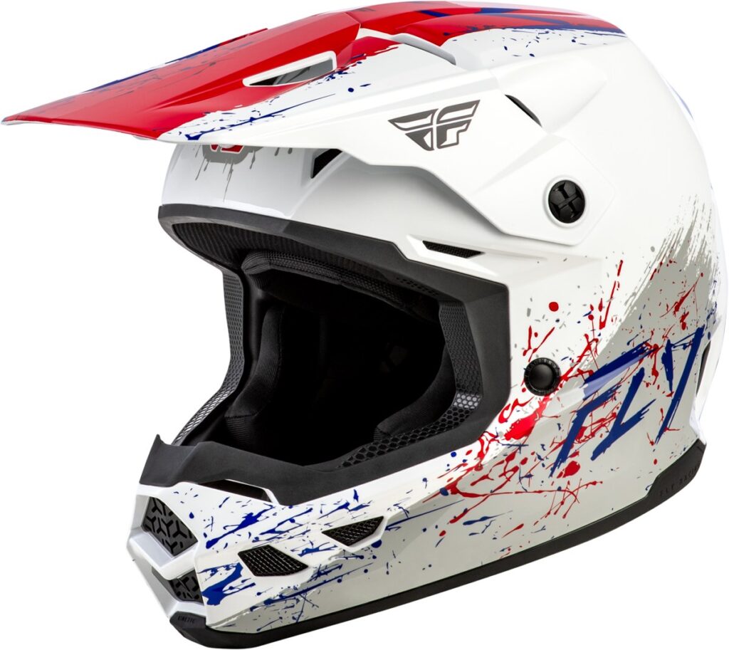 FLY RACING Youth Kinetic Drip Helmet (2026) — Red/White/Blue