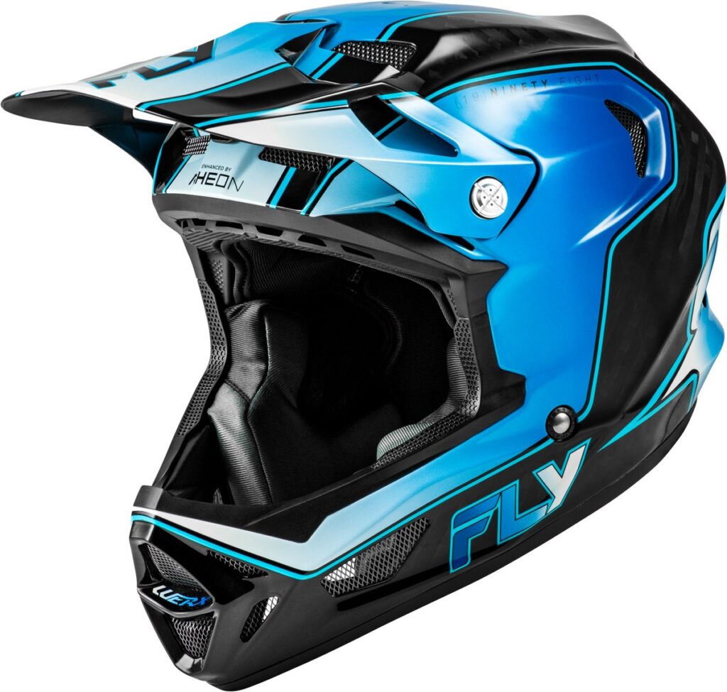 FLY RACING Werx-R Flow Carbon Helmet (2026) — Black Carbon/Blue/White
