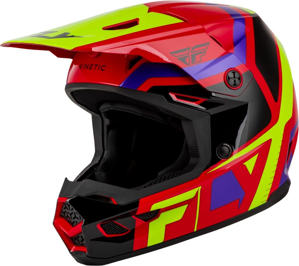 FLY RACING Youth Kinetic Scrap Helmets (2027) — Red/Hi-Vis/Purple/Black