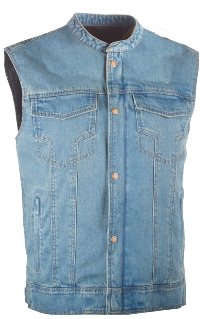 HIGHWAY 21 Iron Sights Club Collar Denim Vest — Blue