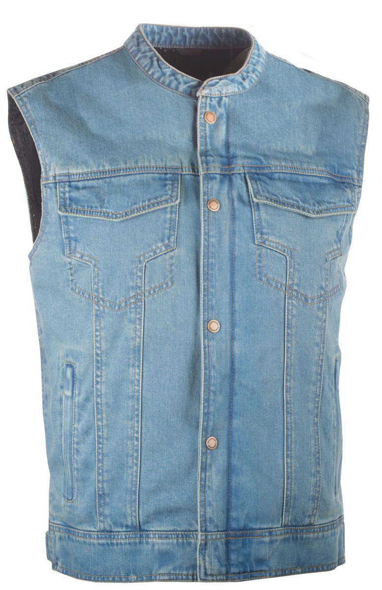 HIGHWAY 21 Iron Sights Club Collar Denim Vest — Blue