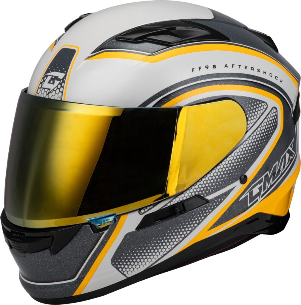 GMAX FF-98 Aftershock Helmet — White/Silver Metallic — AFTERSHOCK
