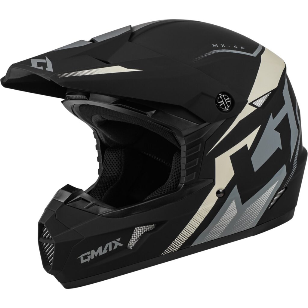 GMAX Youth MX-46 Compound Helmet — Matte Black/Grey/White