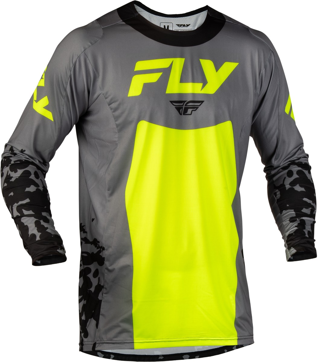 FLY RACING Lite Flake Jersey (2027) — Grey/Hi-Vis/Black — FLAKE