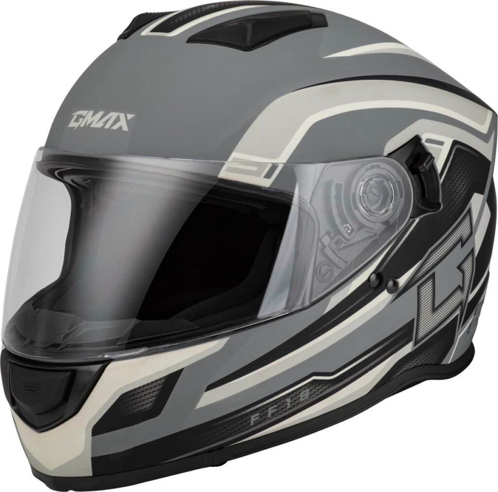 GMAX FF-18 Drift Helmet (2024) — Matte Grey/Silver/Black — DRIFT