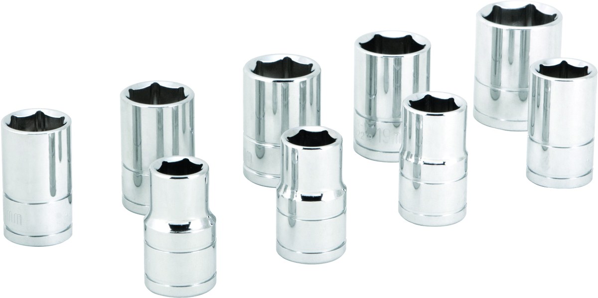 PERFORMANCE TOOL 9 Pc 1/2" Met Socket Set Shallow - W32202