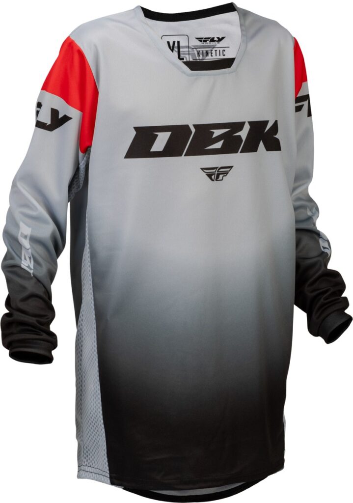 FLY RACING 2026 Kinetic DBK Youth Jersey — Grey/Black/Red