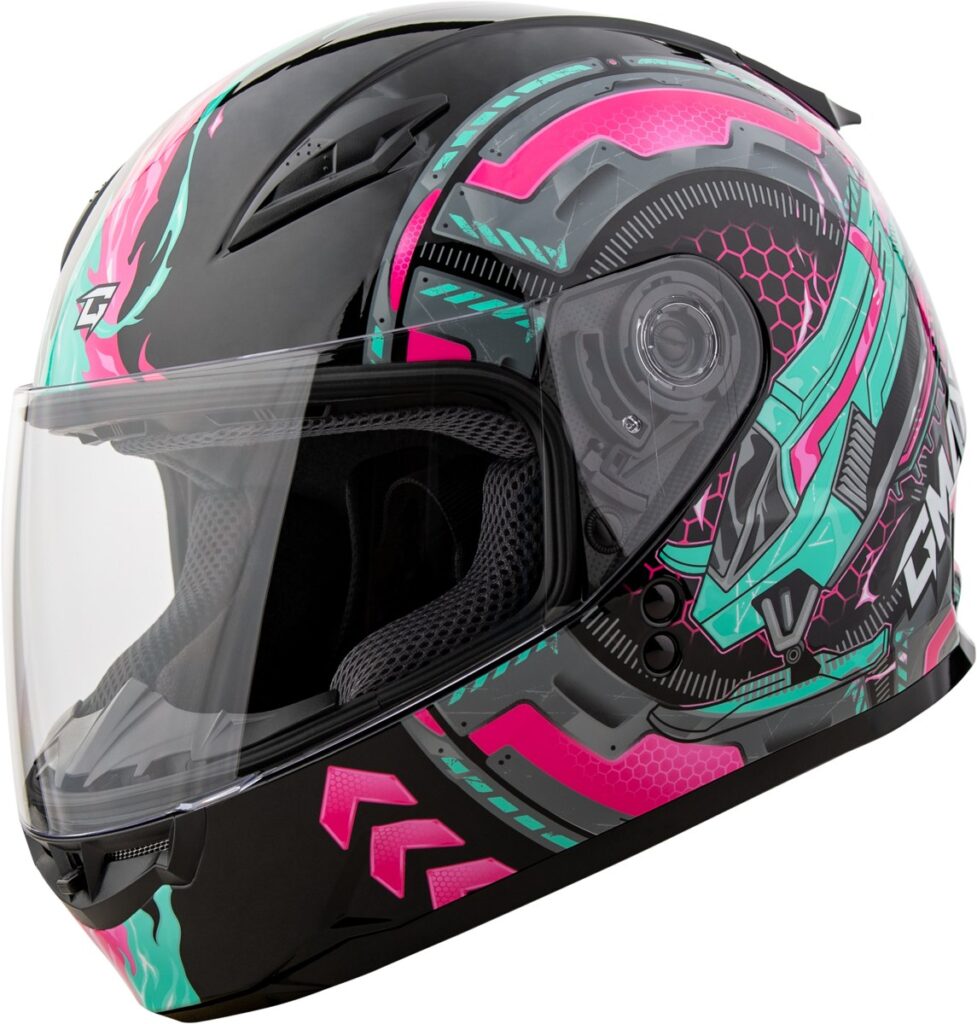 GMAX GM-49Y Charge Helmet (2026) — Black/Pink/Aqua — CHARGE