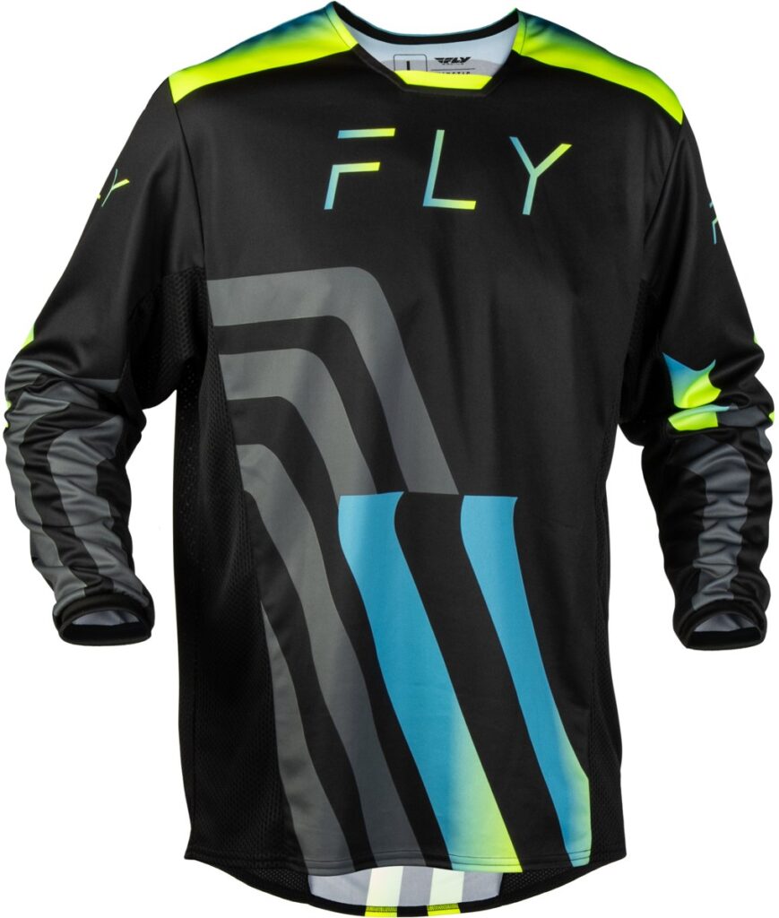 FLY RACING Kinetic Volt Jersey (2027) — Black/Grey/Teal/Yellow — VOLT
