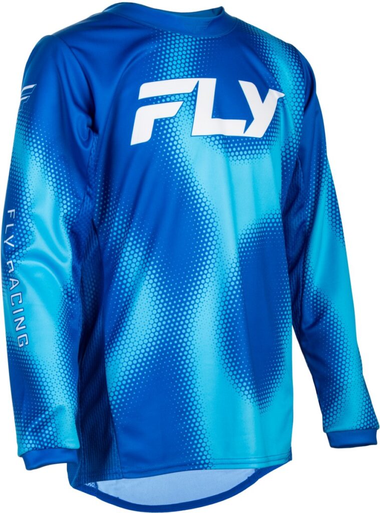 FLY RACING Youth Kinetic Torch Jersey (2027) — Light Blue/Blue — TORCH