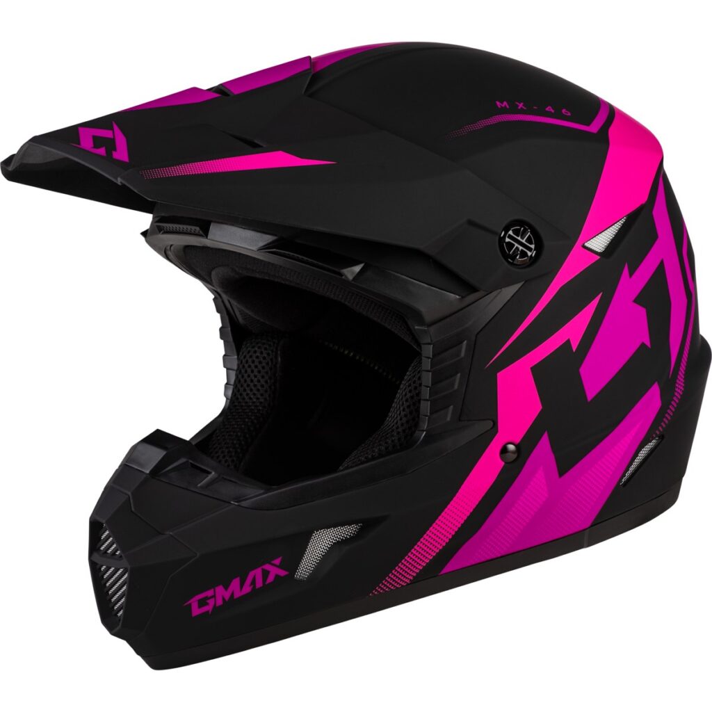GMAX Youth MX-46 Compound Helmet — Matte Black/Pink